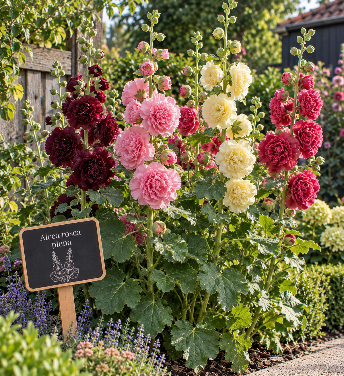 Stockrose Alcea rosea plena Staude